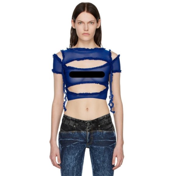 Brand New Barragan Cut-out Semi-Sheer Mesh Top Size S - Picture 1 of 7